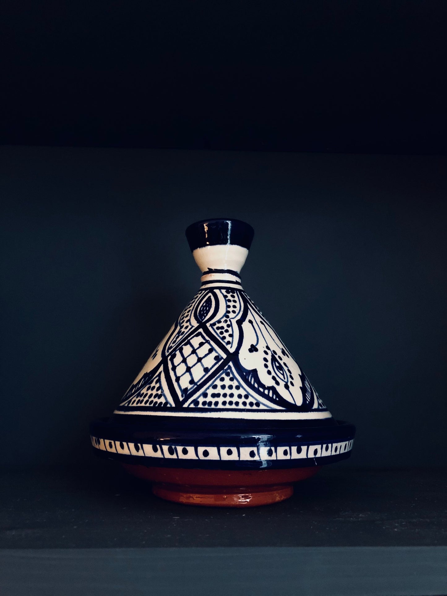 Handmade Moroccan Tagine - Blue and White - Authentic