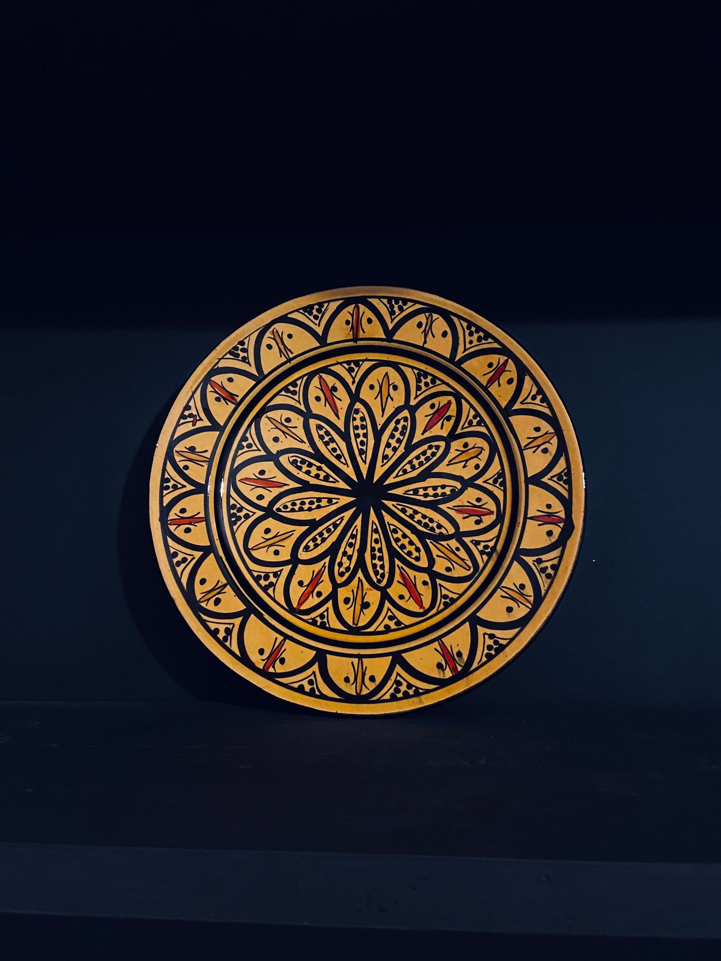 Ceramic Plate - Moroccan Handmade Yellow and Black - Artisan-Made with Traditional Design