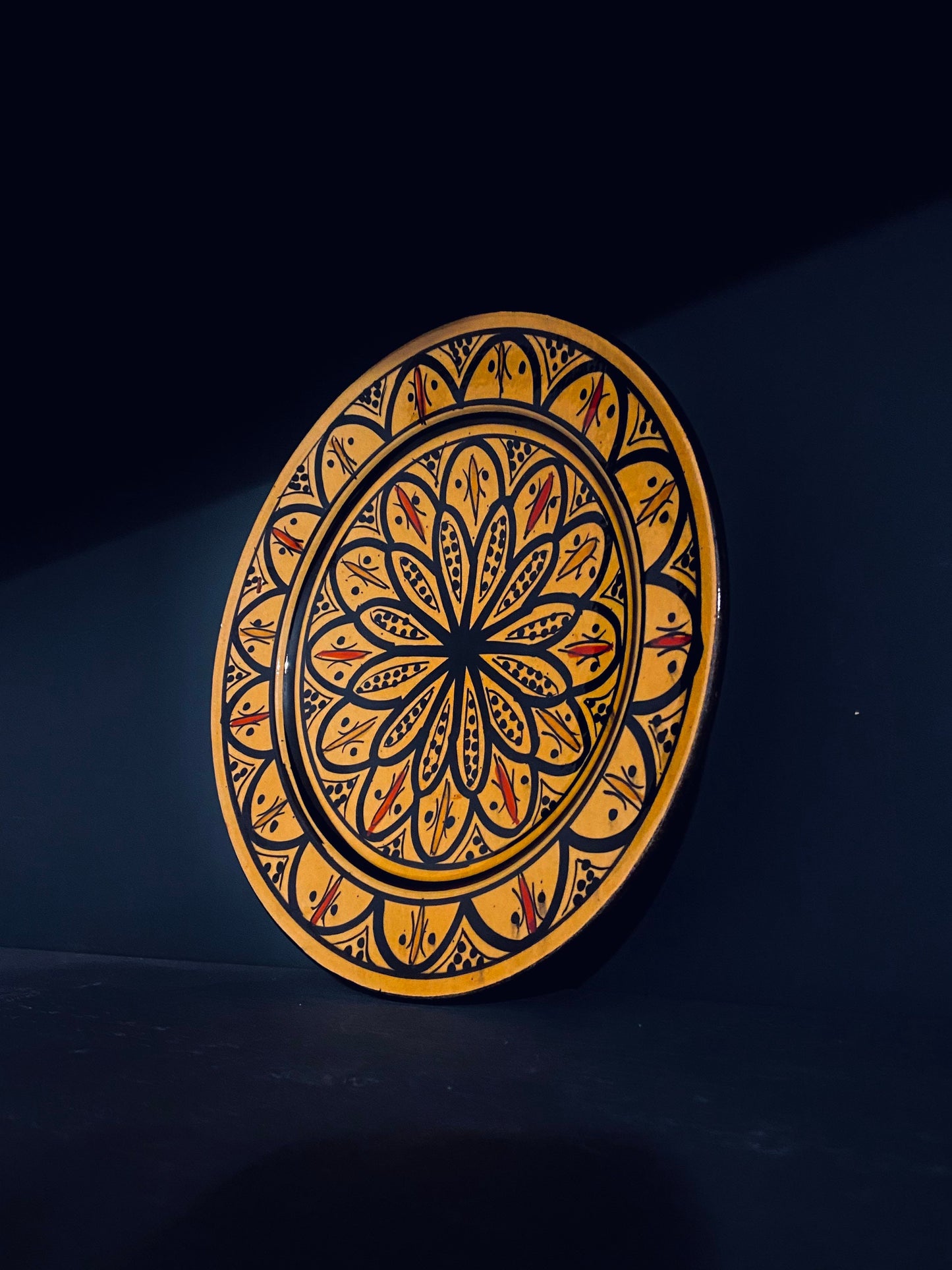 Ceramic Plate - Moroccan Handmade Yellow and Black - Artisan-Made with Traditional Design