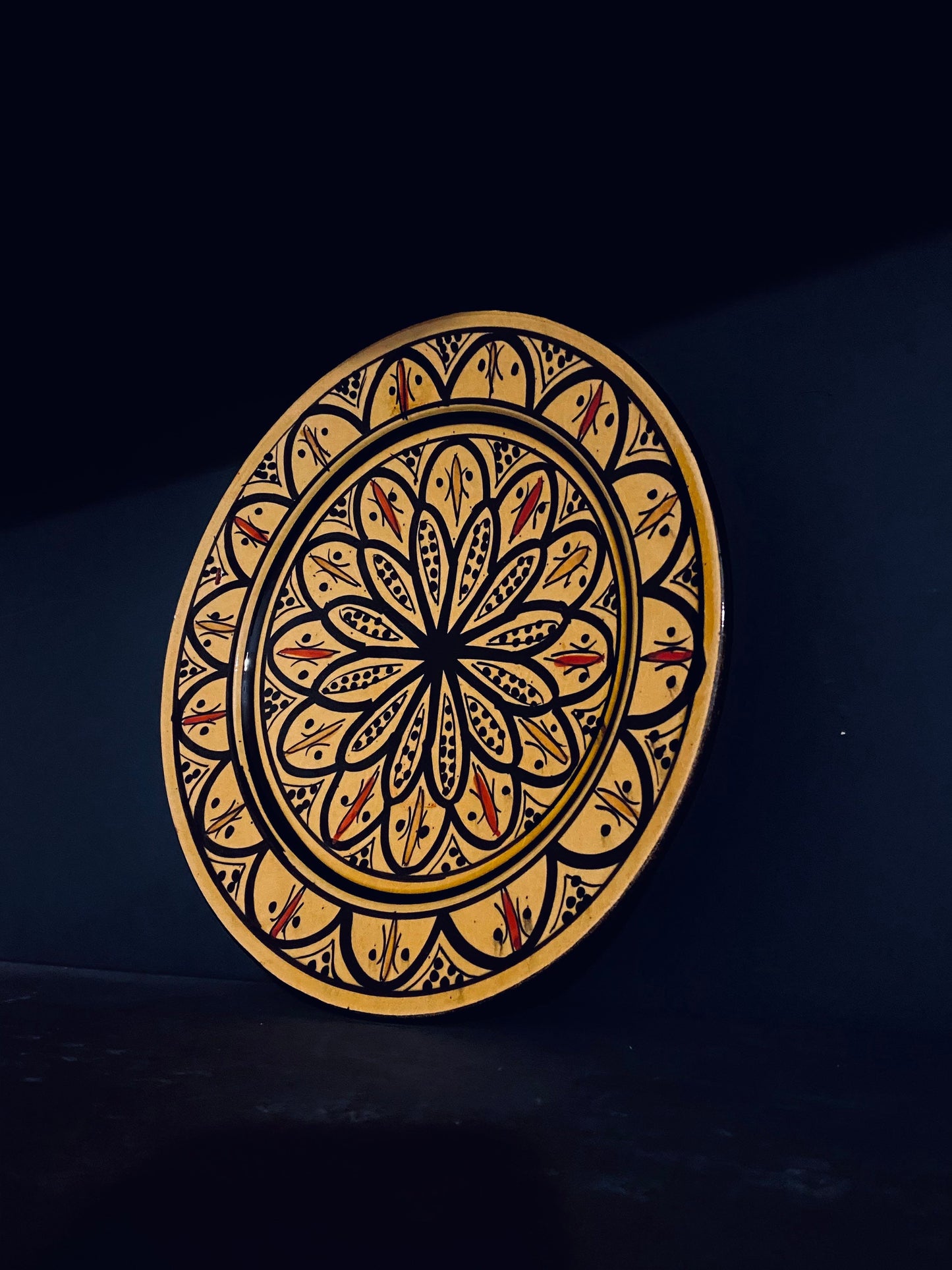 Ceramic Plate - Moroccan Handmade Yellow and Black - Artisan-Made with Traditional Design