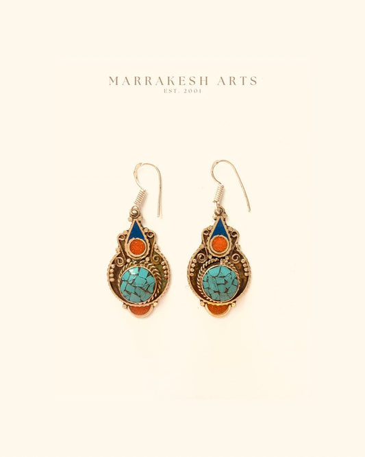 Handmade Moroccan Turquoise Drop Earrings - | Artisan | Boho | Gemstone | Jewellery