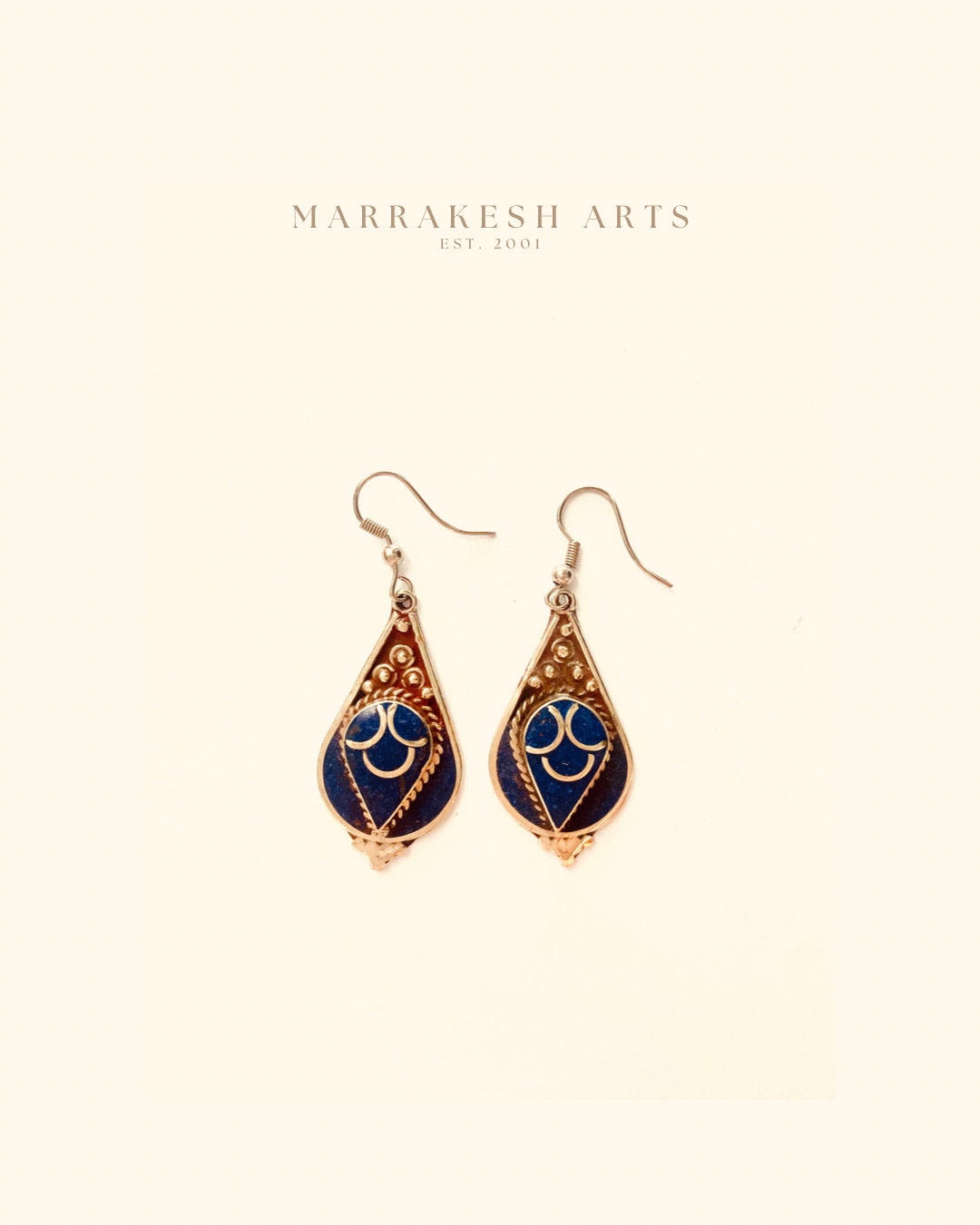 Handmade Moroccan Drop Earrings - Dark Blue Artisan Boho Jewellery