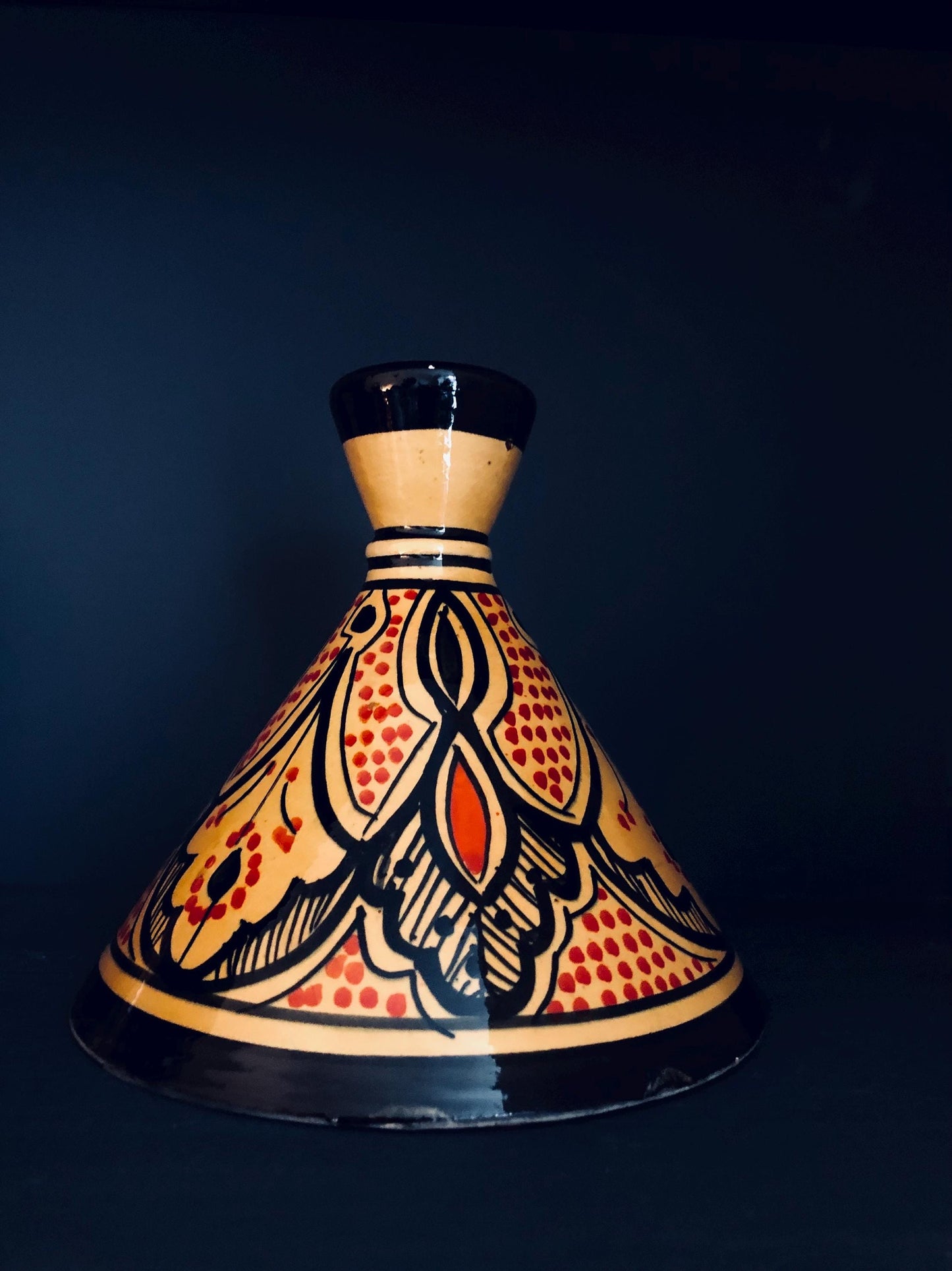 Handmade Moroccan Tagine - Yellow, Black and Red