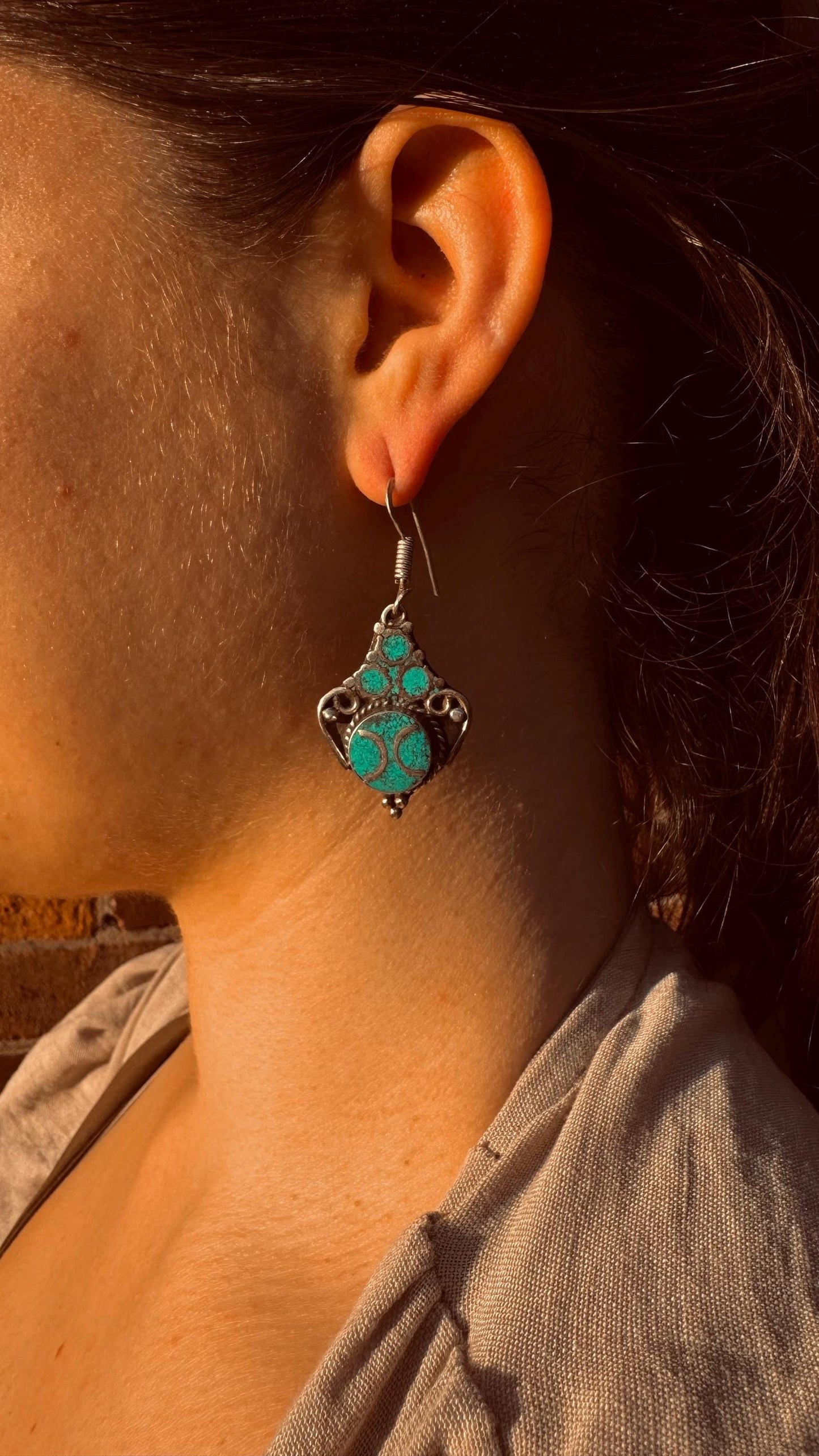 Handmade Moroccan Turquoise Earrings - Artisan Boho Jewellery